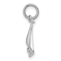 14K White Gold Solid Polished 3-D Sailboat Charm-K1051