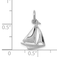 14K White Gold Solid Polished 3-D Sailboat Charm-K1051