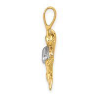 14K w/Rhodium Polished Open-Backed Scuba Diver Pendant-K1052