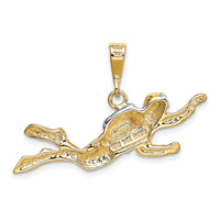 14K w/Rhodium Polished Open-Backed Scuba Diver Pendant-K1052