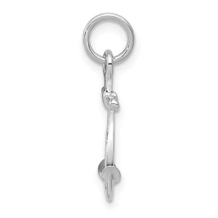 14K White Gold Solid Polished 3-D Anchor Charm-K1058