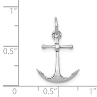 14K White Gold Solid Polished 3-D Anchor Charm-K1058