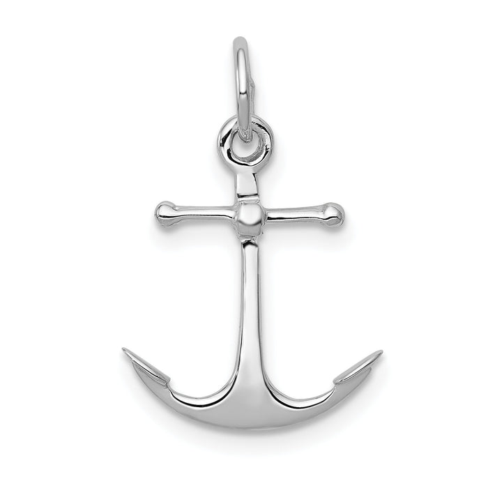 14K White Gold Solid Polished 3-D Anchor Charm-K1058