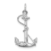 14K White Gold Solid Polished 3-D Anchor Charm-K1059