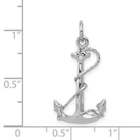 14K White Gold Solid Polished 3-D Anchor Charm-K1059