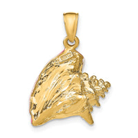 14K Polished 3-D Pink and White Enameled Conch Shell Pendant-K1073