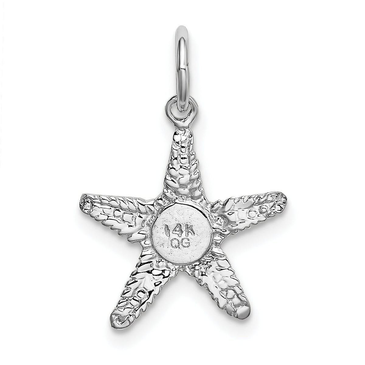 14K White Gold Polished 3-D Starfish Pendant-K1077