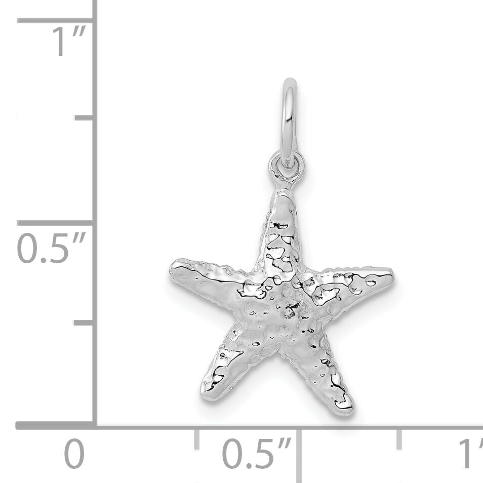 14K White Gold Polished 3-D Starfish Pendant-K1077
