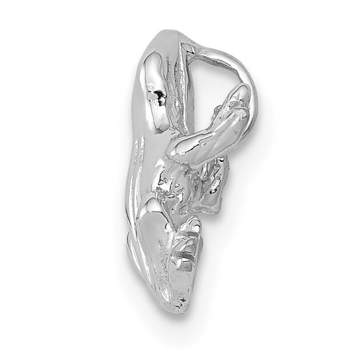 14k White Gold Solid Polished 3-D Frog Charm-K1083