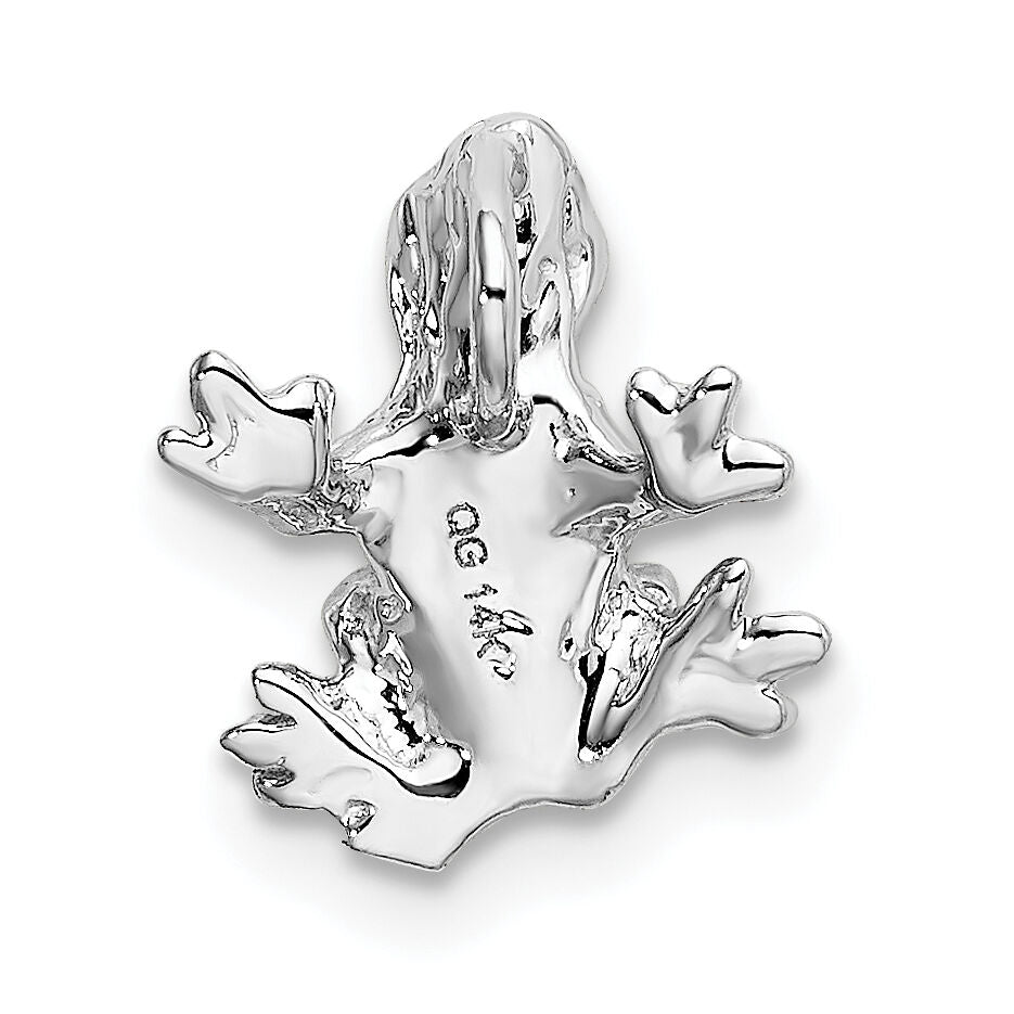 14k White Gold Solid Polished 3-D Frog Charm-K1083