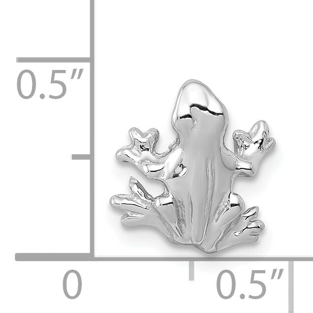 14k White Gold Solid Polished 3-D Frog Charm-K1083