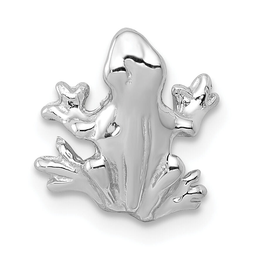 14k White Gold Solid Polished 3-D Frog Charm-K1083