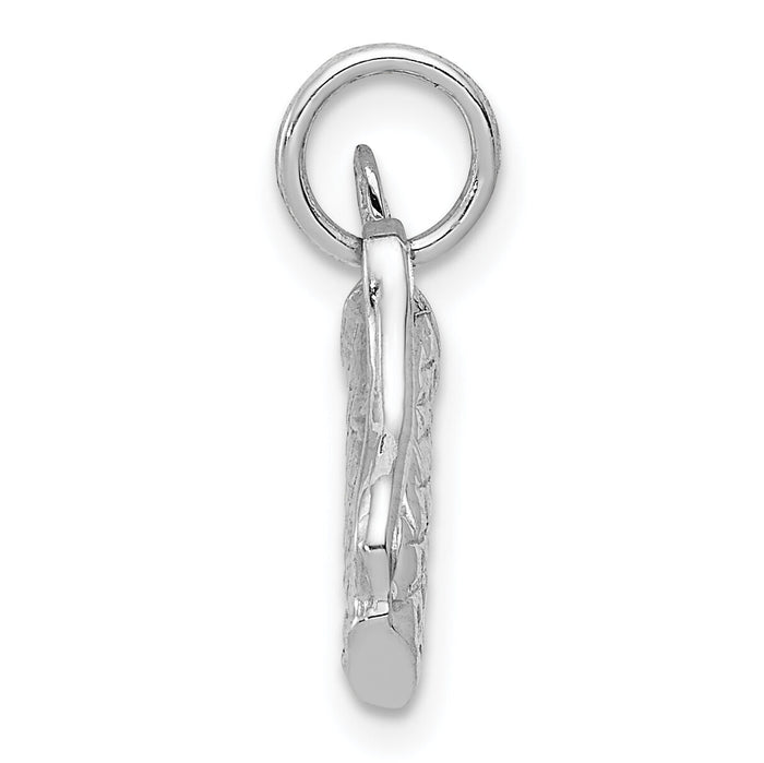 14k White Gold Solid Polished 3-D Golf Bag/Clubs Charm-K1107
