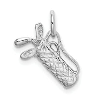 14k White Gold Solid Polished 3-D Golf Bag/Clubs Charm-K1107