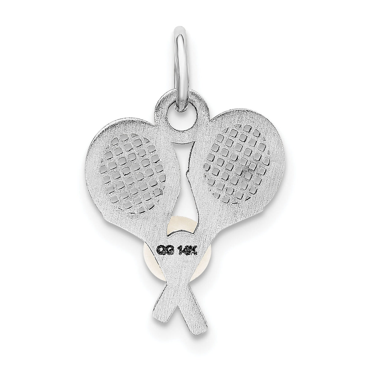 14K White Gold Tennis Racquets W/FWC  Pearl Charm-K1114