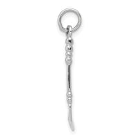 14K White Gold Solid 3-D Enameled Hockey Stick Charm-K1125