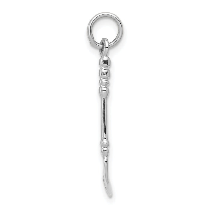 14K White Gold Solid 3-D Enameled Hockey Stick Charm-K1125