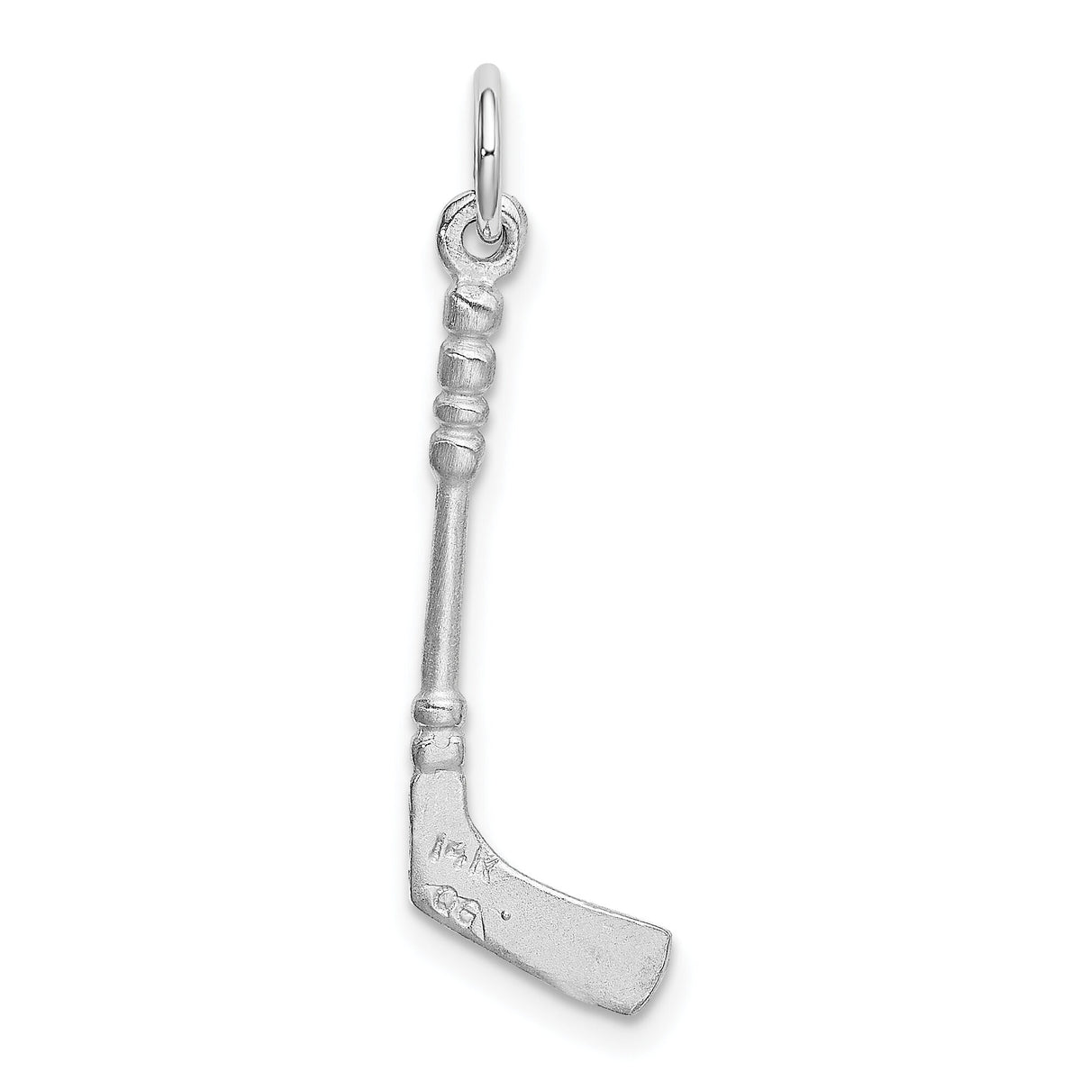 14K White Gold Solid 3-D Enameled Hockey Stick Charm-K1125