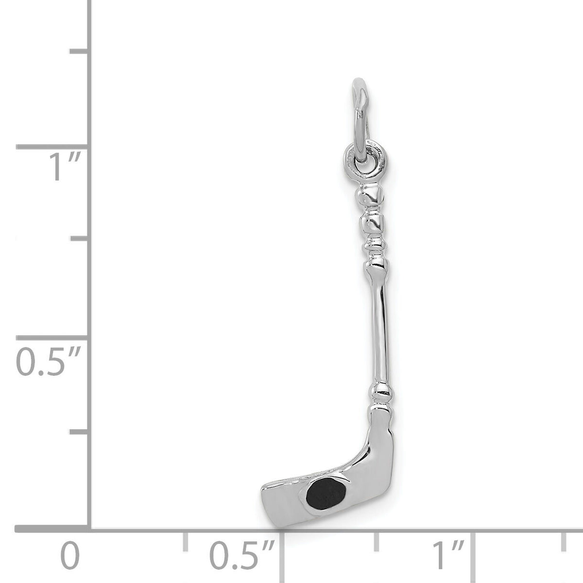14K White Gold Solid 3-D Enameled Hockey Stick Charm-K1125