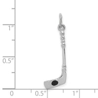 14K White Gold Solid 3-D Enameled Hockey Stick Charm-K1125