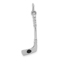14K White Gold Solid 3-D Enameled Hockey Stick Charm-K1125