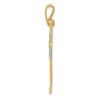 14K w/Rhodium Solid Polished Hockey Stick Pendant-K1126