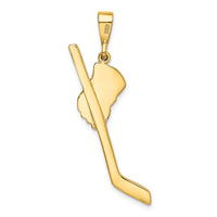 14K w/Rhodium Solid Polished Hockey Stick Pendant-K1126
