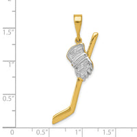 14K w/Rhodium Solid Polished Hockey Stick Pendant-K1126