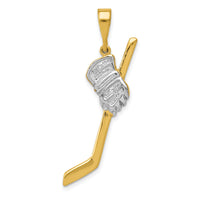 14K w/Rhodium Solid Polished Hockey Stick Pendant-K1126