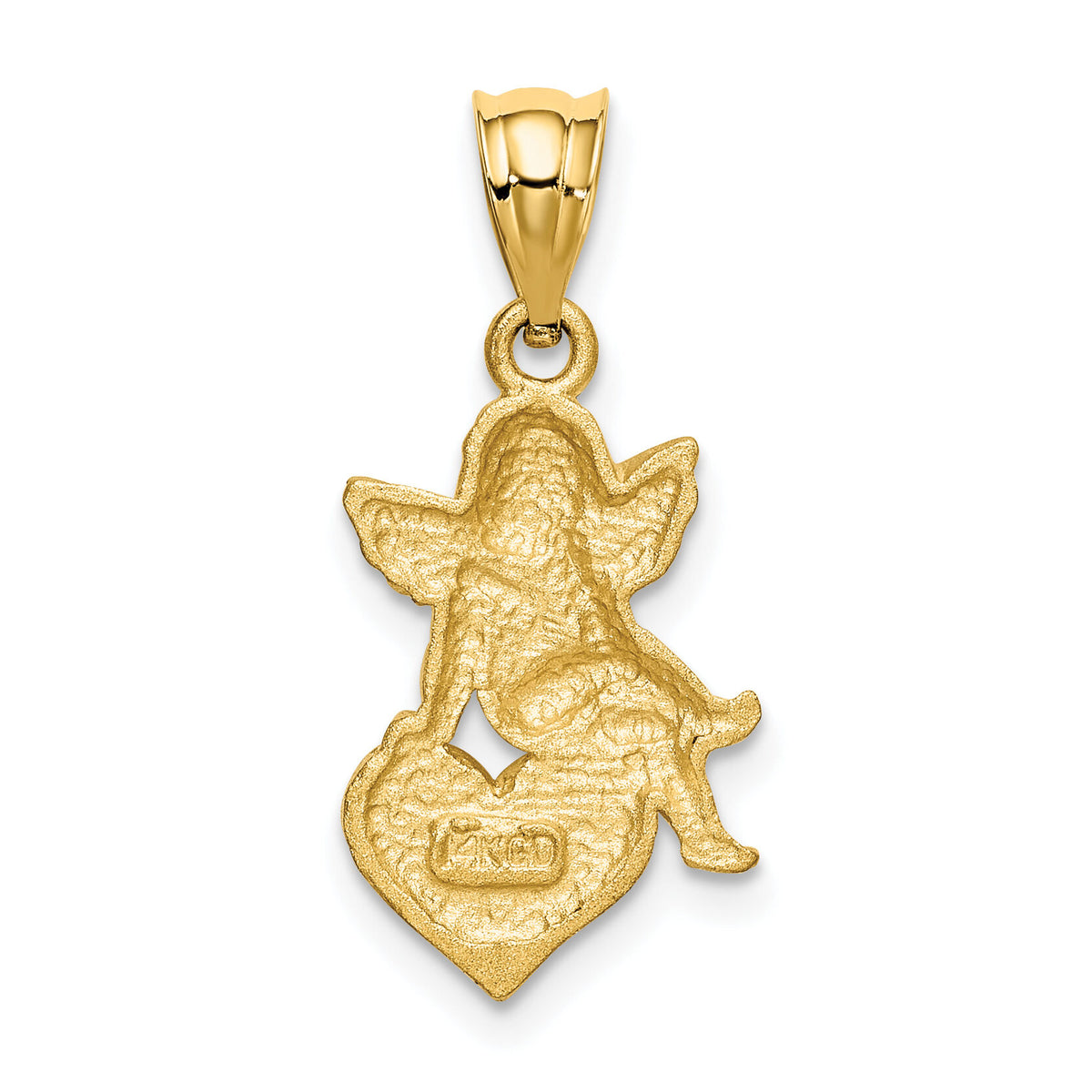 14k Enameled Angel on Heart Pendant-K1147