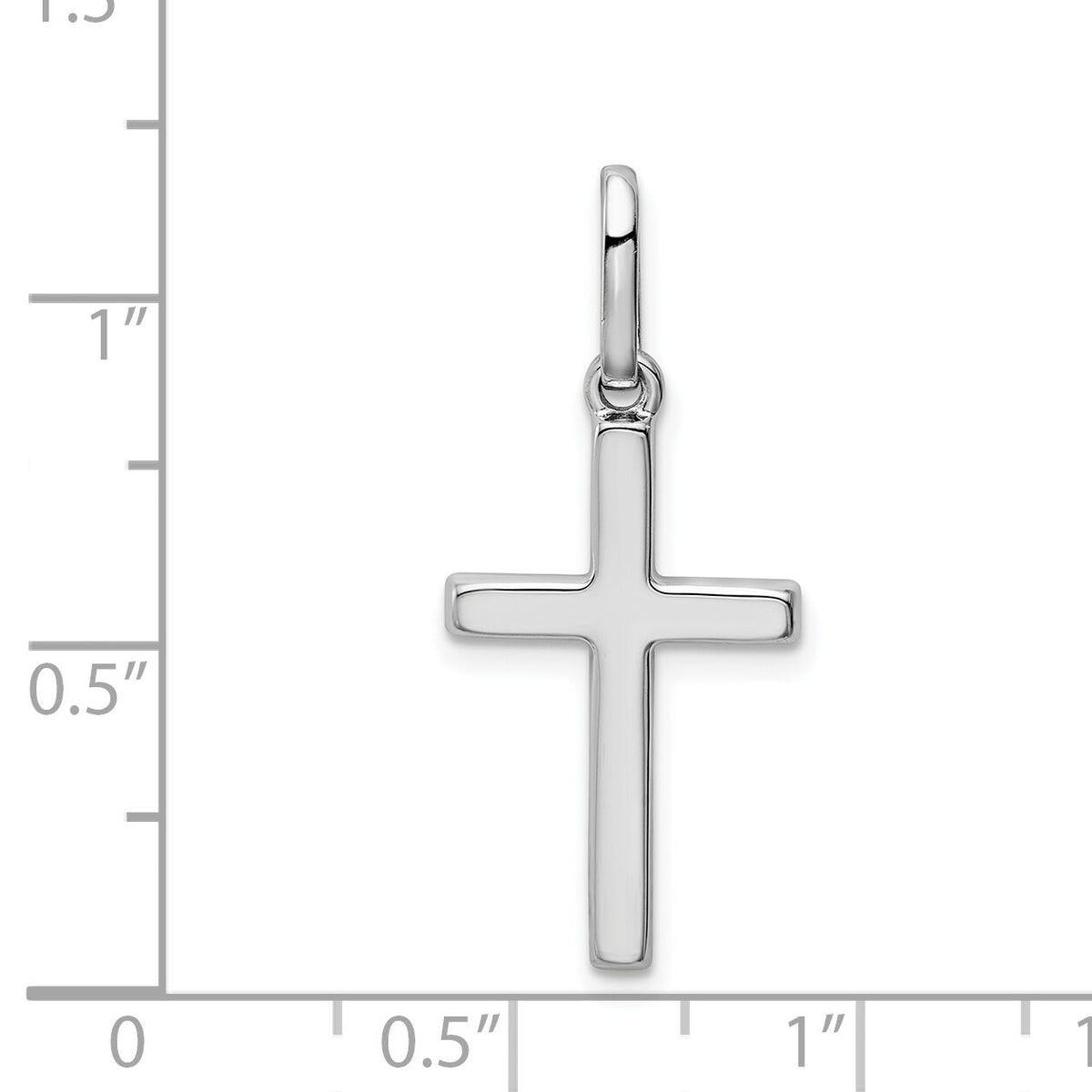 14k White Gold Hollow Cross Pendant-K1172
