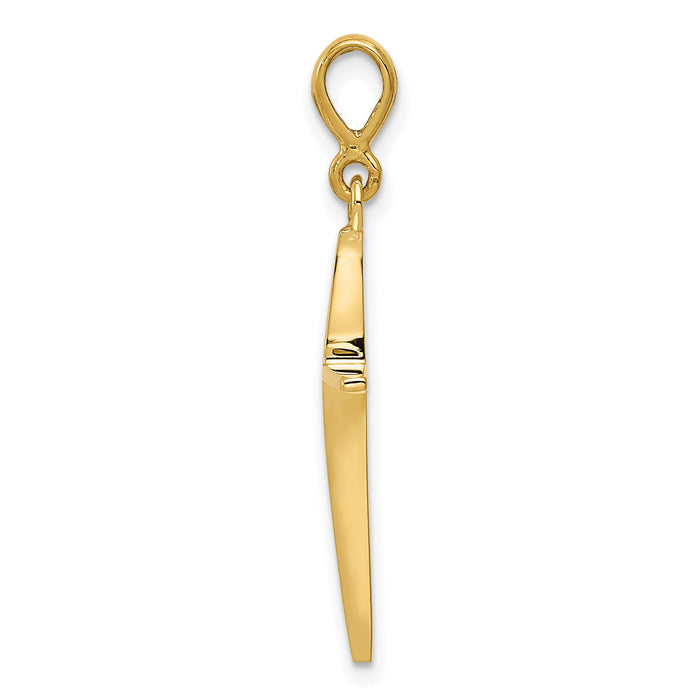 14k Polished Cross Pendant-K1174