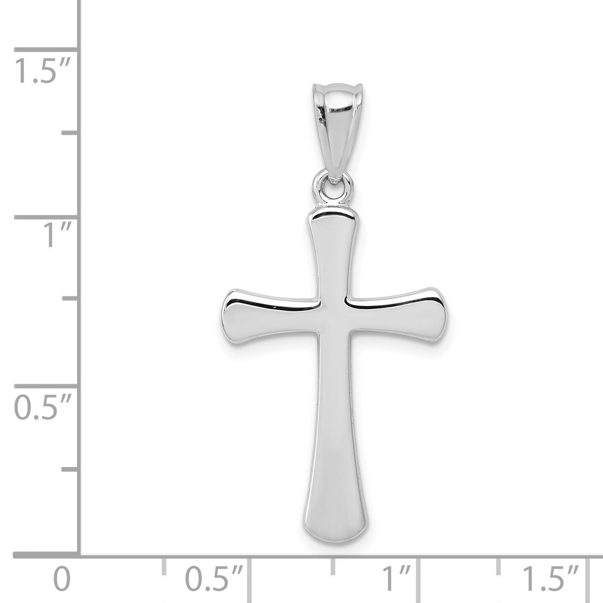 14k White Gold Hollow Cross Pendant-K1182