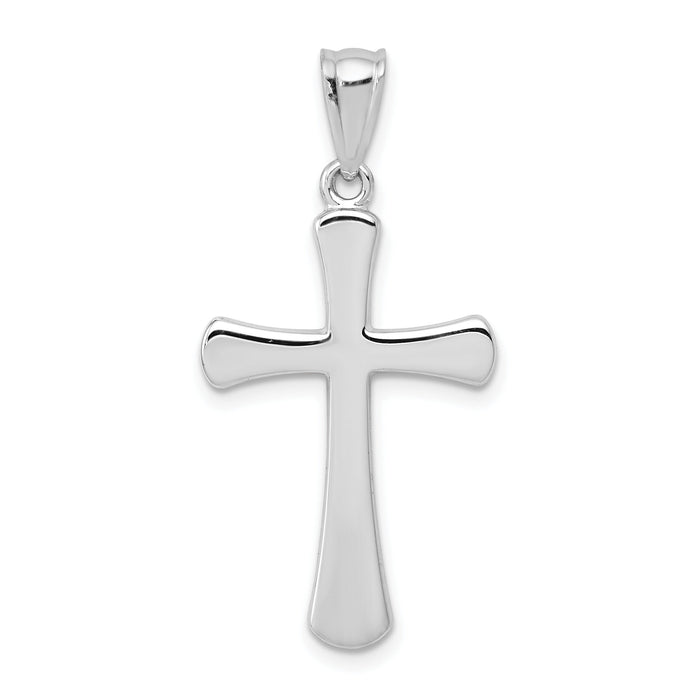 14k White Gold Hollow Cross Pendant-K1182