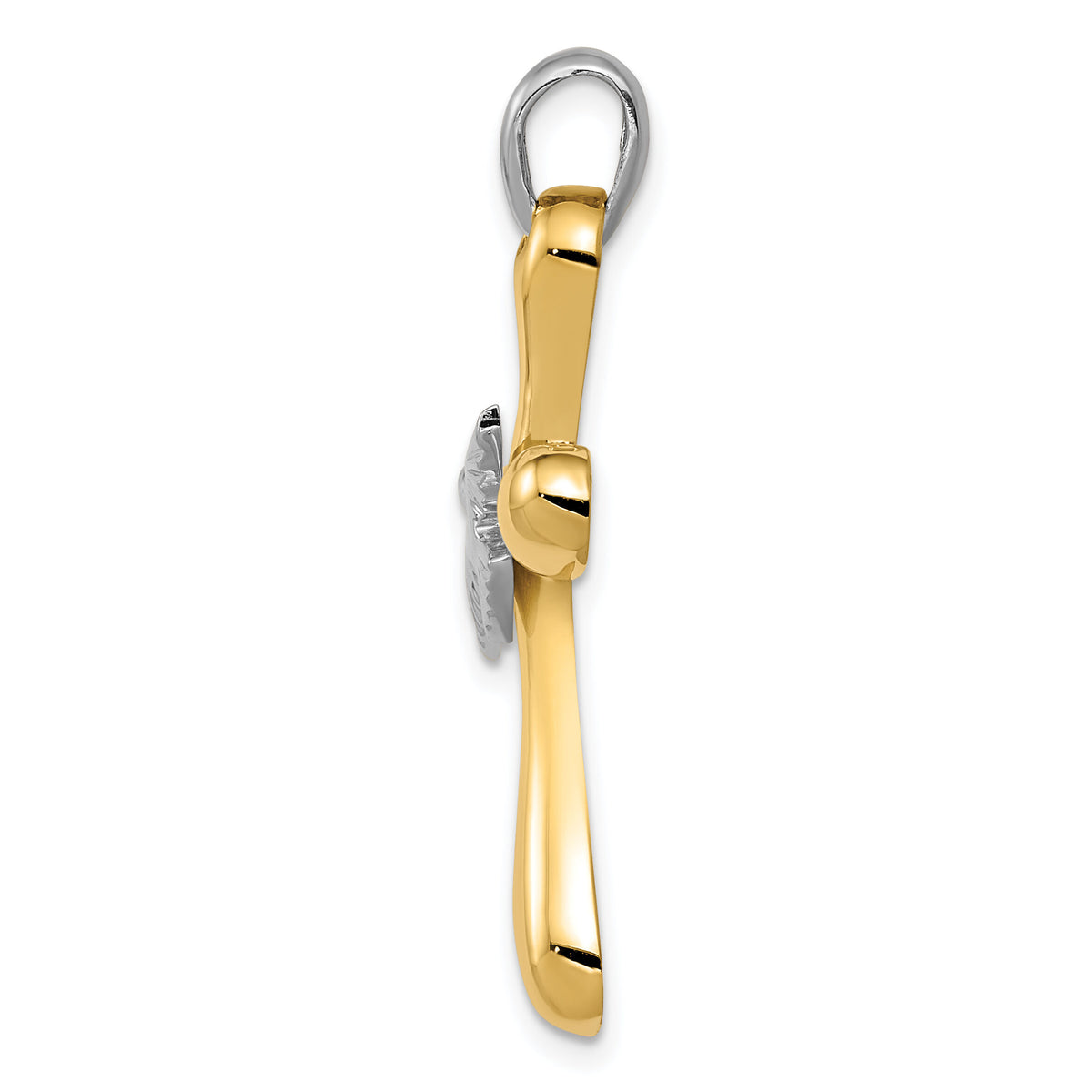 14k Two-tone Dove Cross Pendant-K1189