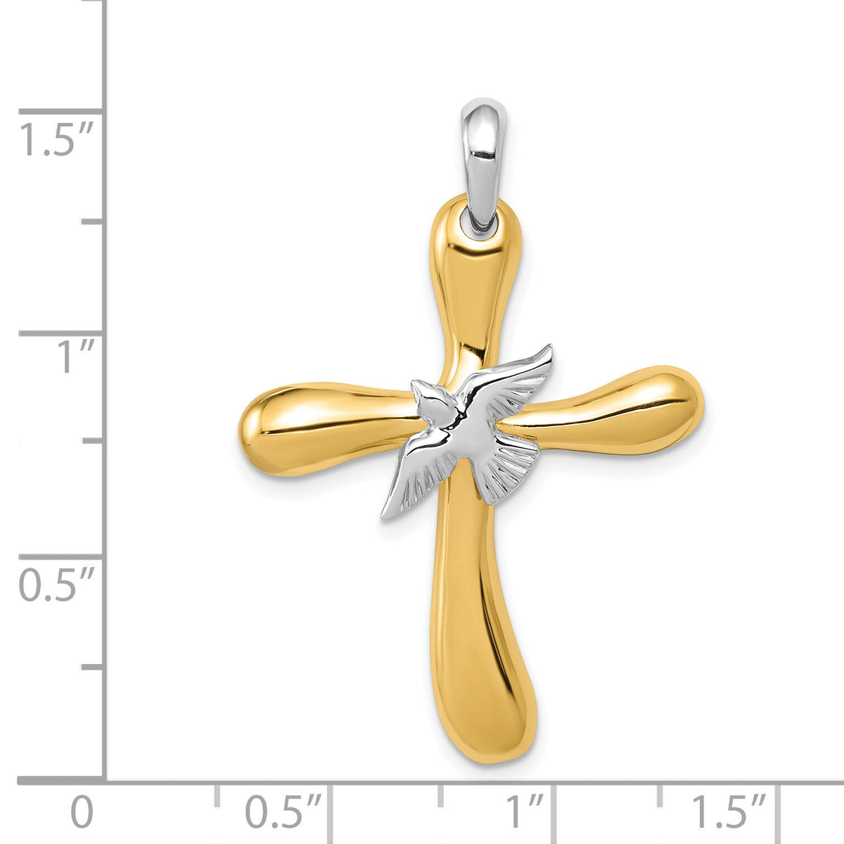 14k Two-tone Dove Cross Pendant-K1189