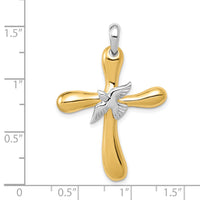 14k Two-tone Dove Cross Pendant-K1189