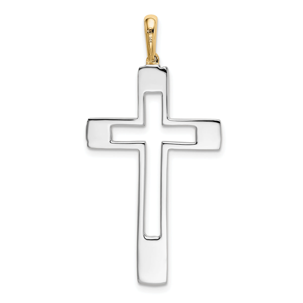 14k Two-tone Fancy Cross Pendant-K1200