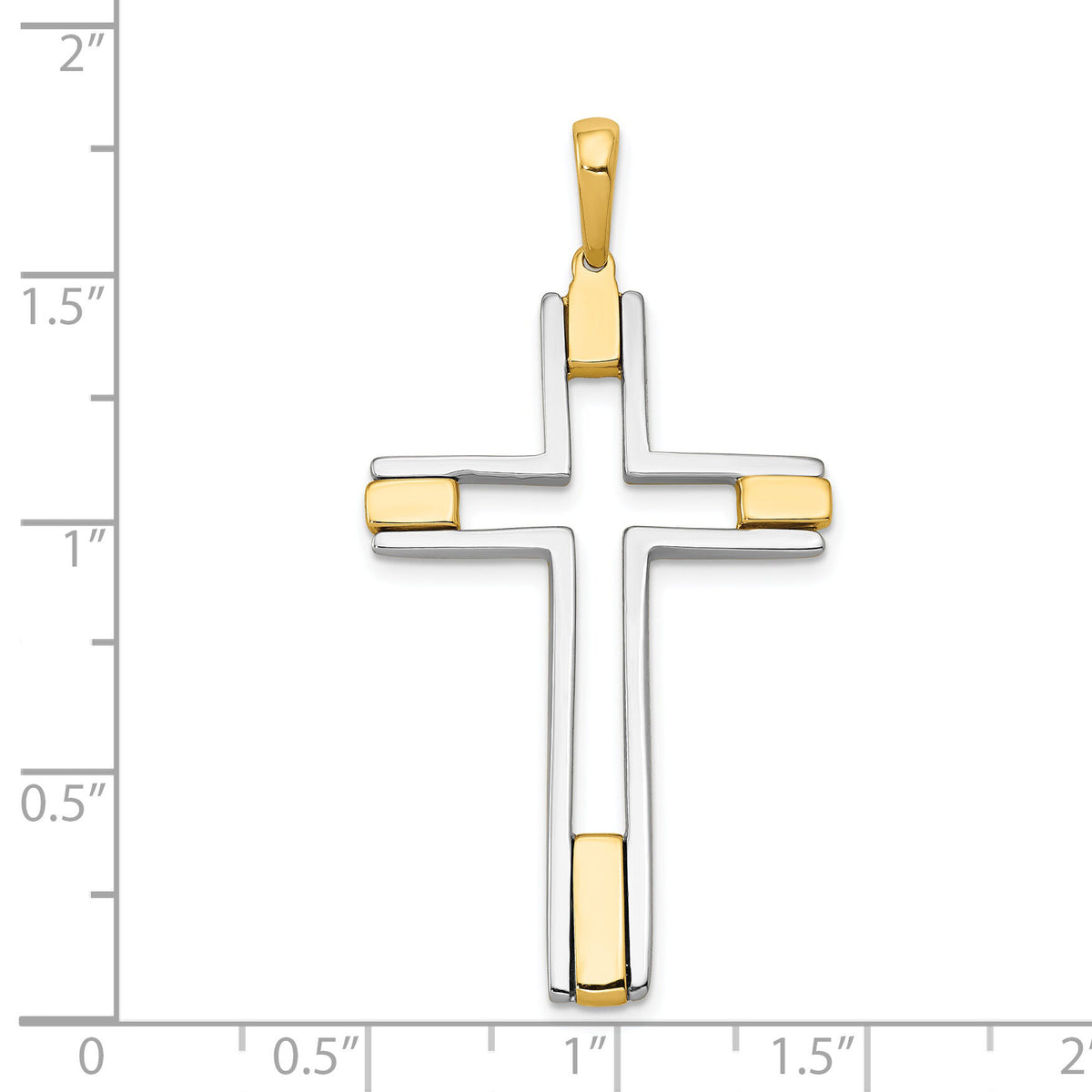 14k Two-tone Fancy Cross Pendant-K1200