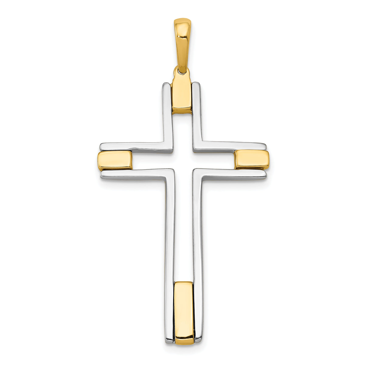 14k Two-tone Fancy Cross Pendant-K1200
