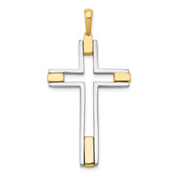 14k Two-tone Fancy Cross Pendant-K1200