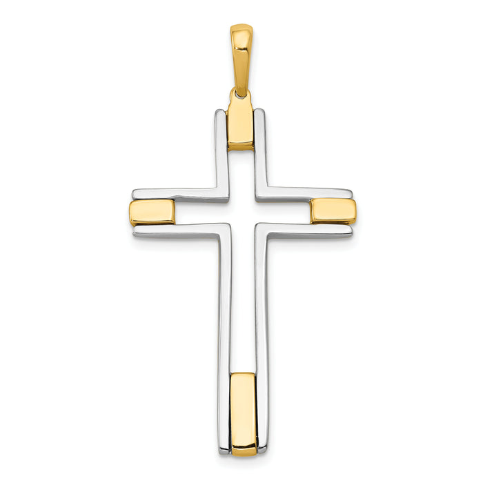 14k Two-tone Fancy Cross Pendant-K1200