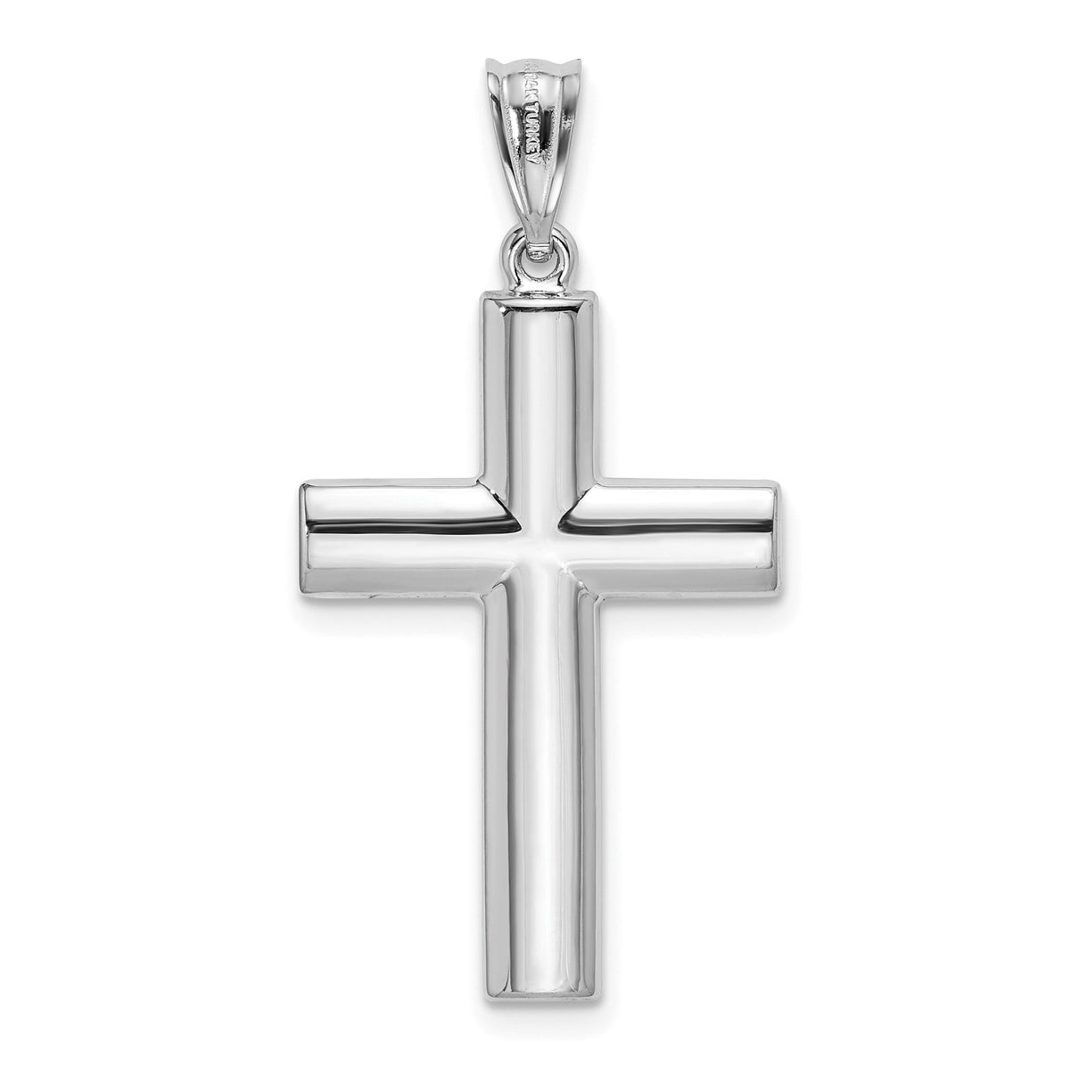 14k White Gold Hollow Cross Pendant-K1207W