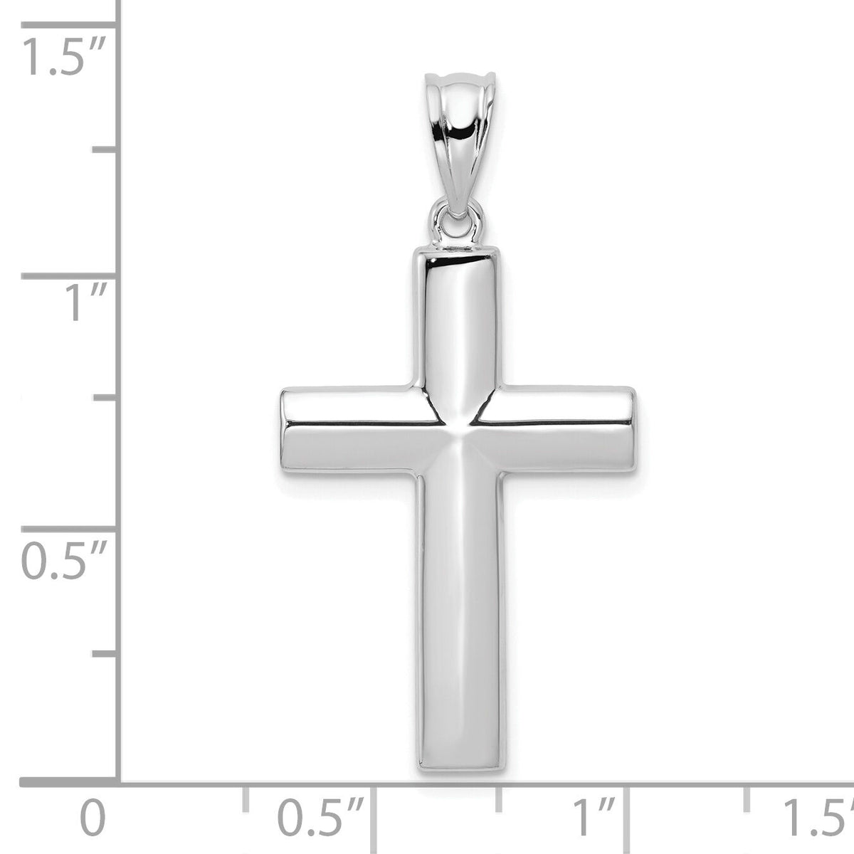 14k White Gold Hollow Cross Pendant-K1207W