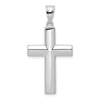 14k White Gold Hollow Cross Pendant-K1207W