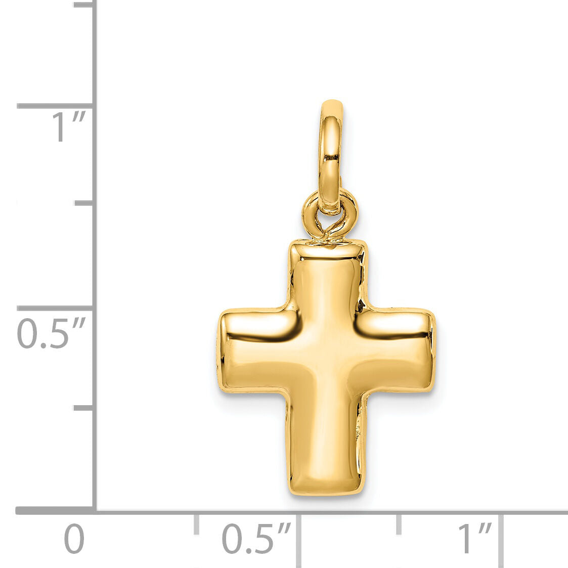 14k Puffed Cross Charm-K1239