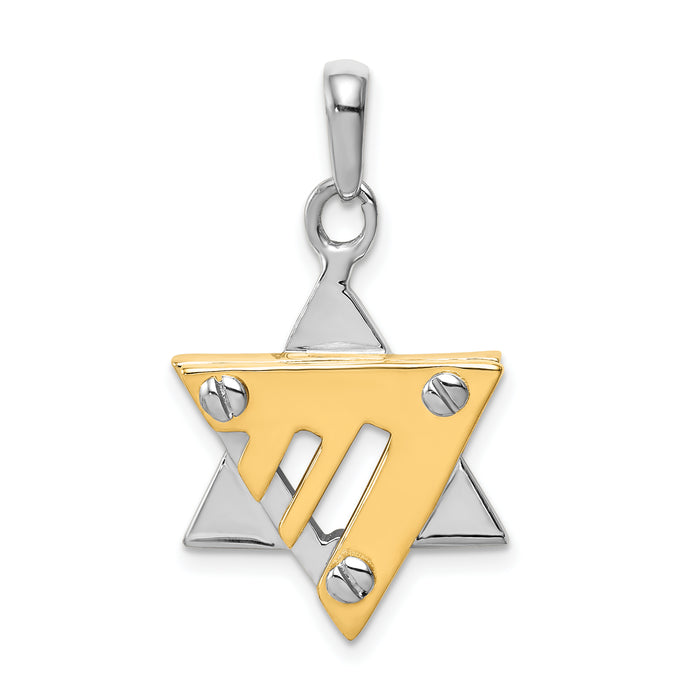 14k Two-tone Star of David Pendant-K1272