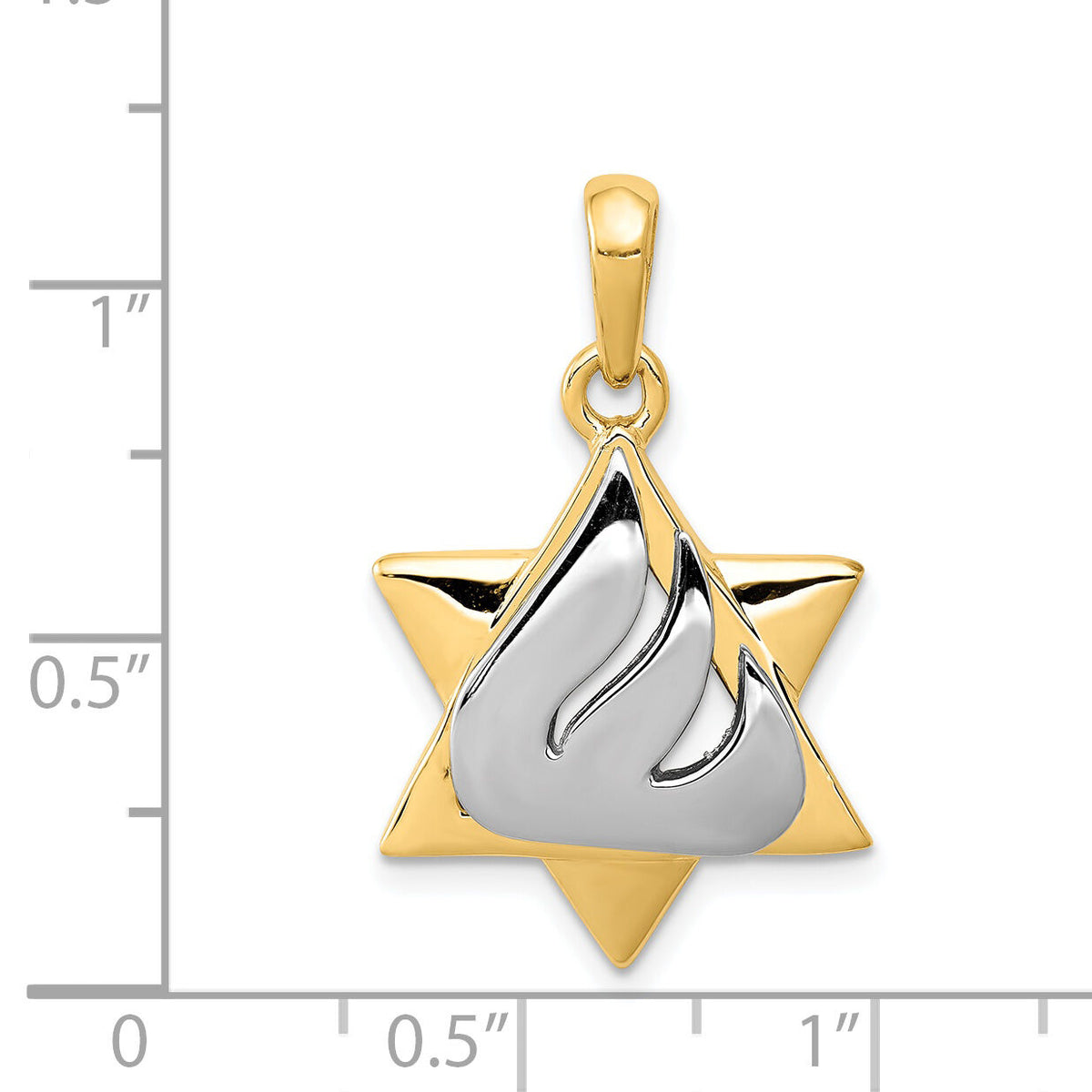 14k Two-tone Star of David Pendant-K1275