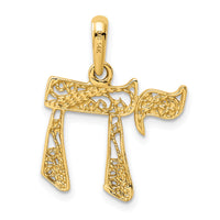 14k Filigree Chai Pendant-K1298