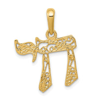14k Filigree Chai Pendant-K1298